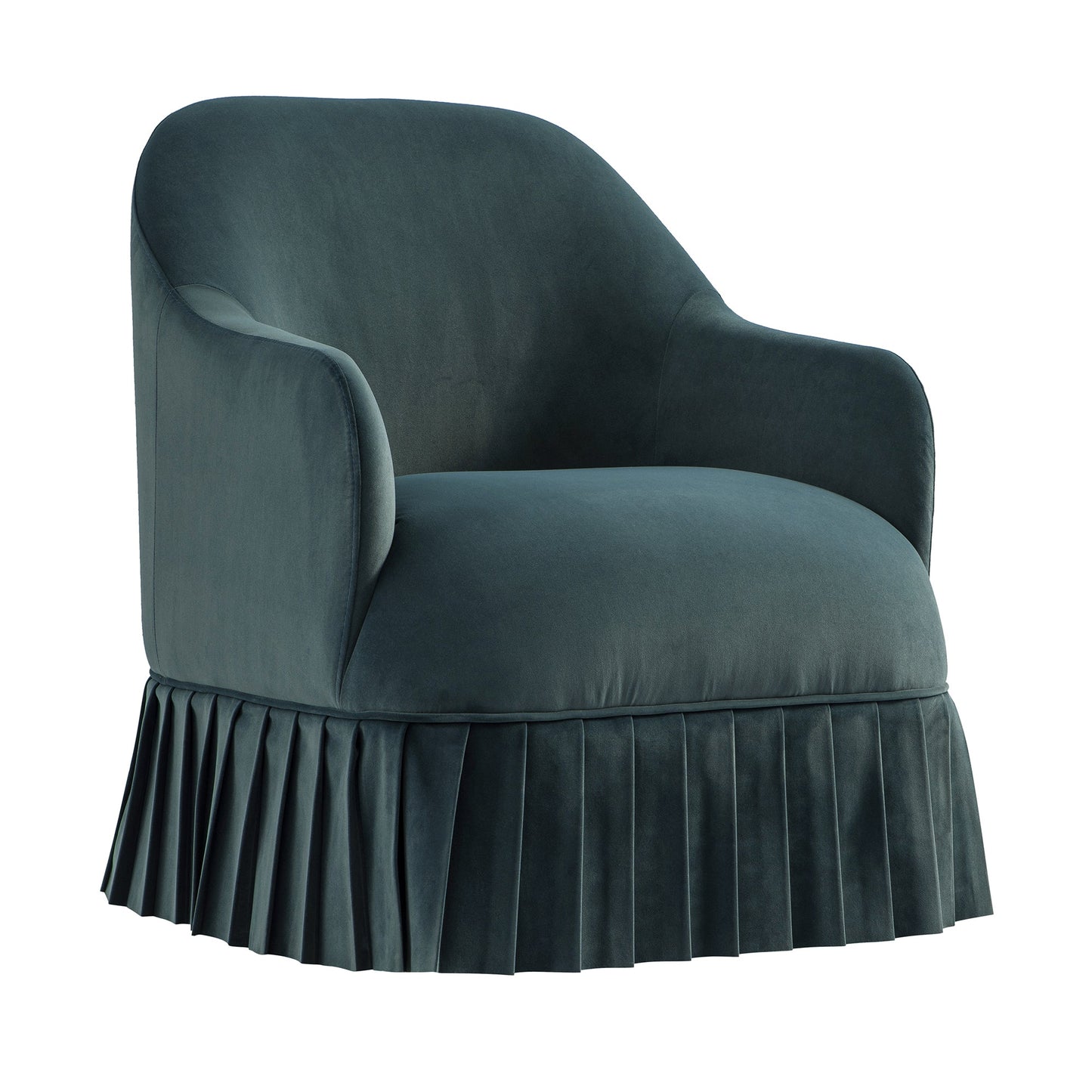 Fauteuil à jupe Calliope, velours bleu égéen