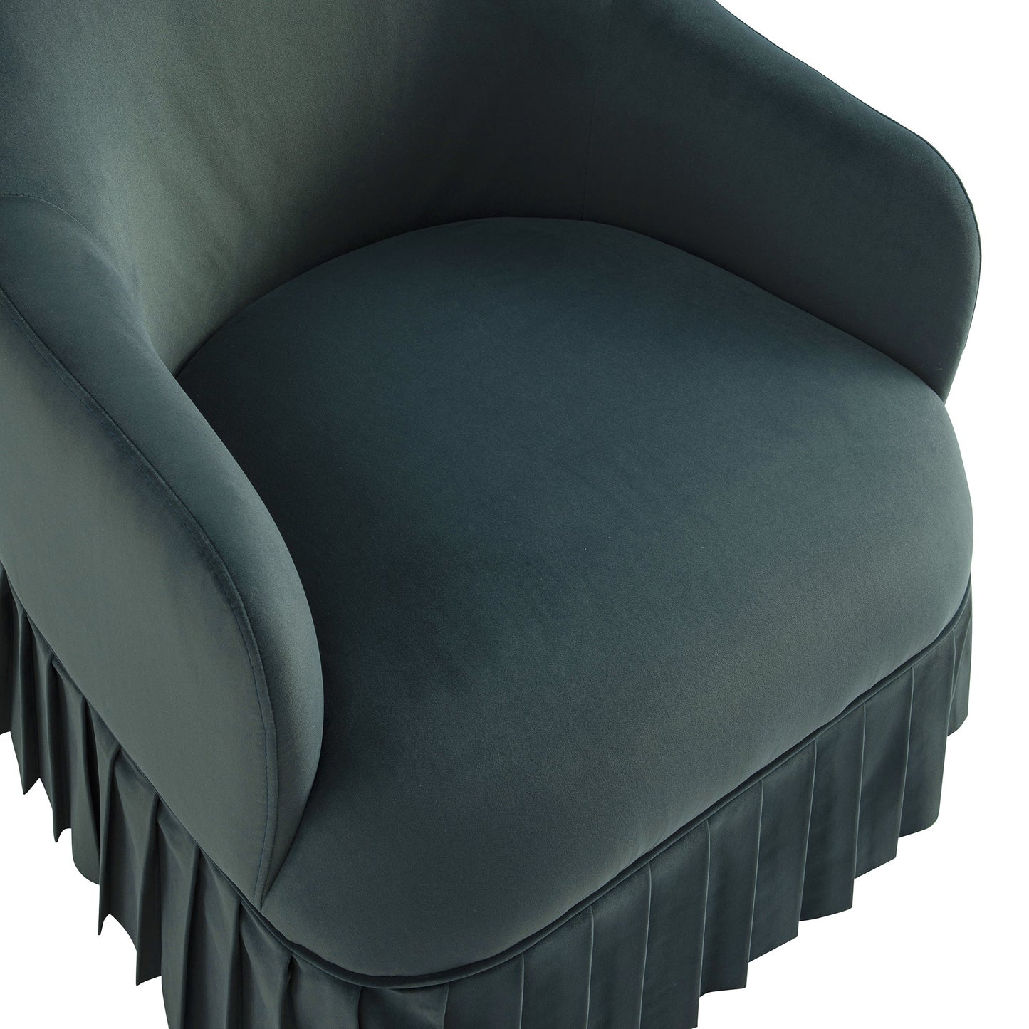 Fauteuil à jupe Calliope, velours bleu égéen