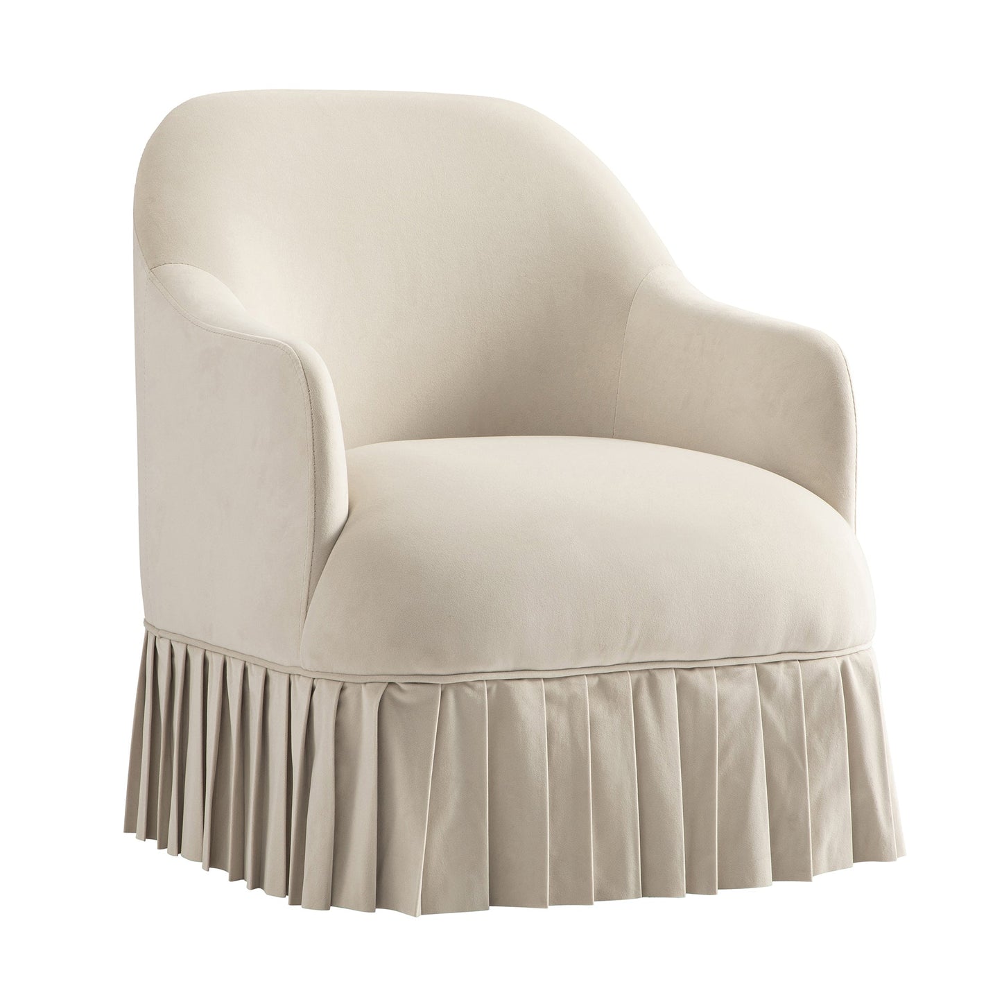 Fauteuil à jupe Calliope, velours beige