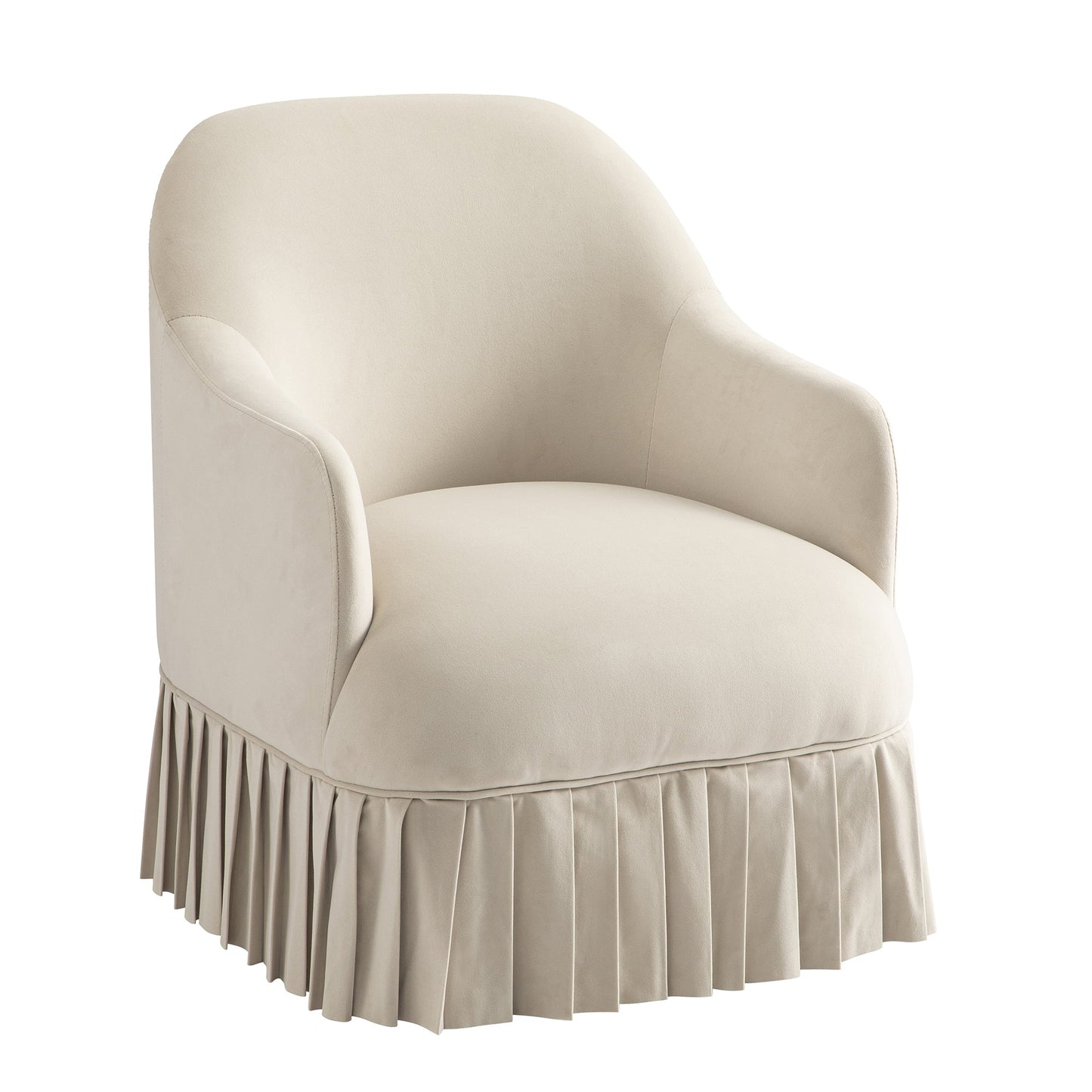 Fauteuil à jupe Calliope, velours beige