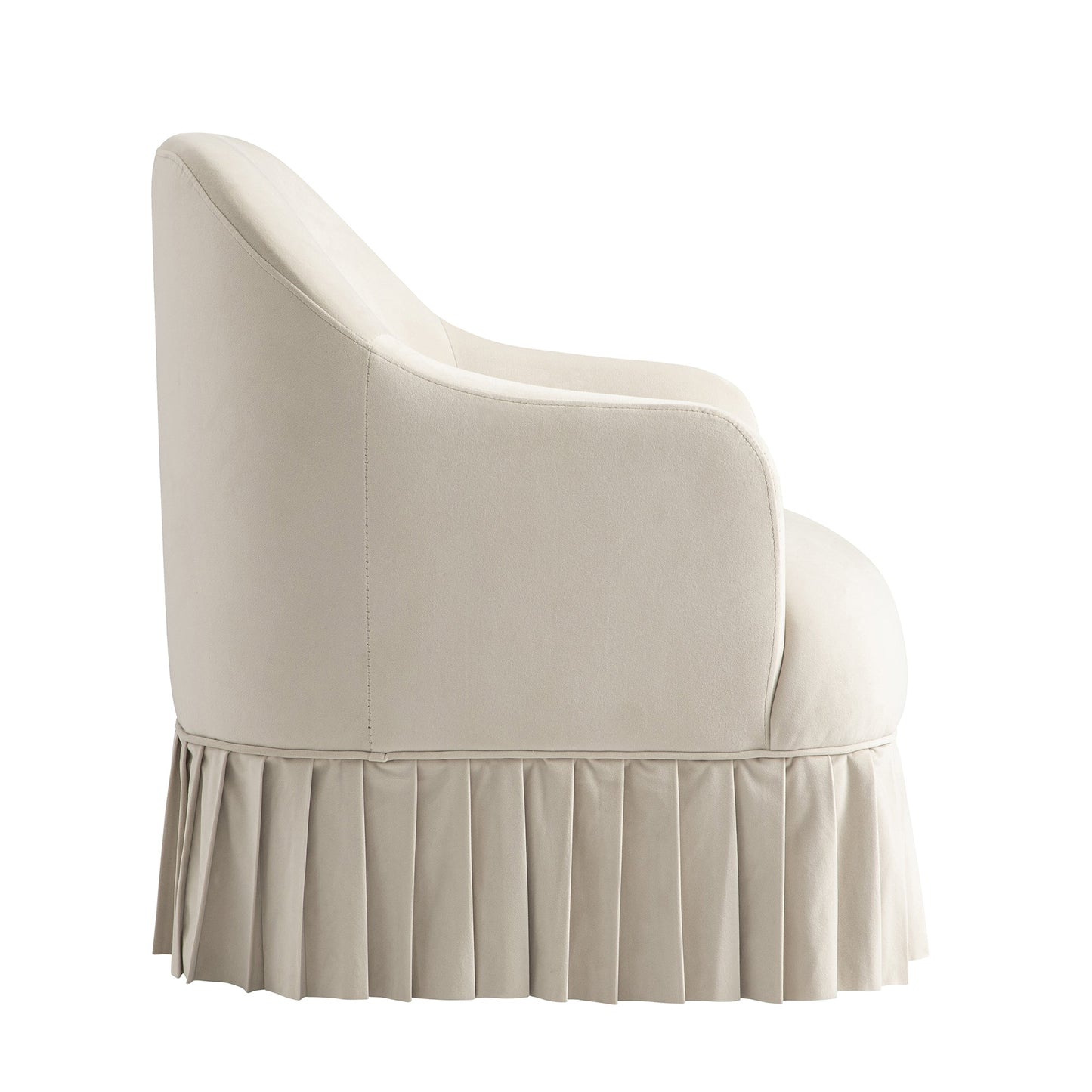 Fauteuil à jupe Calliope, velours beige