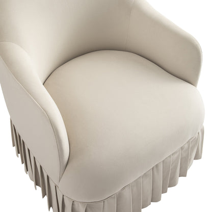 Fauteuil à jupe Calliope, velours beige