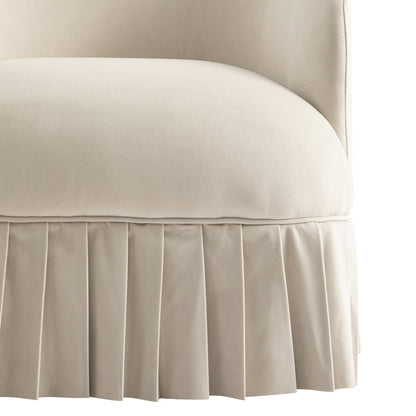 Fauteuil à jupe Calliope, velours beige