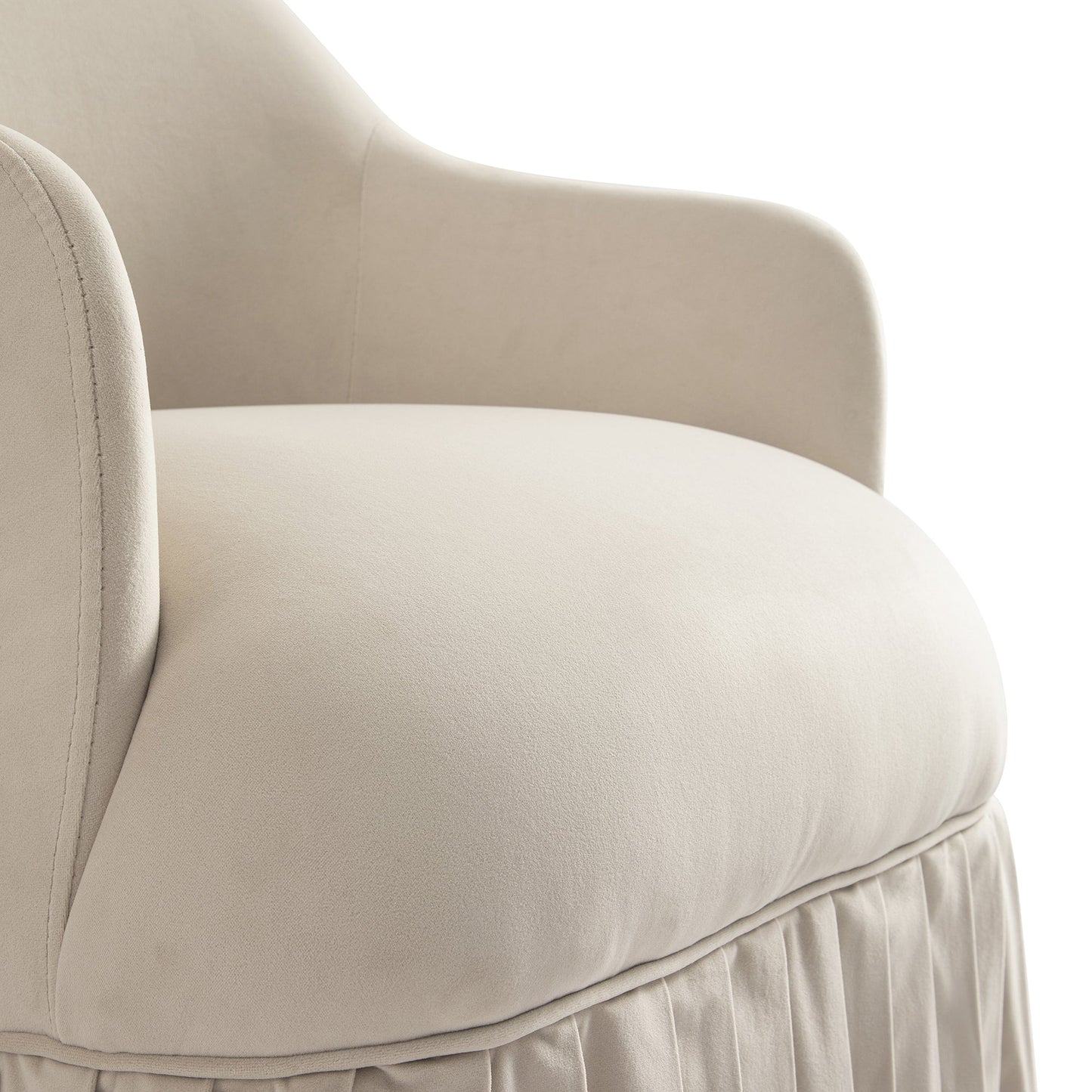 Fauteuil à jupe Calliope, velours beige