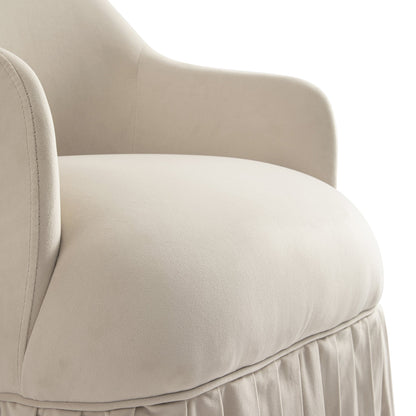 Fauteuil à jupe Calliope, velours beige