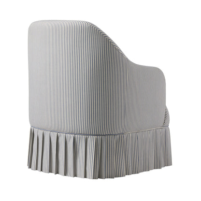 Fauteuil à jupe Calliope, rayé bleu