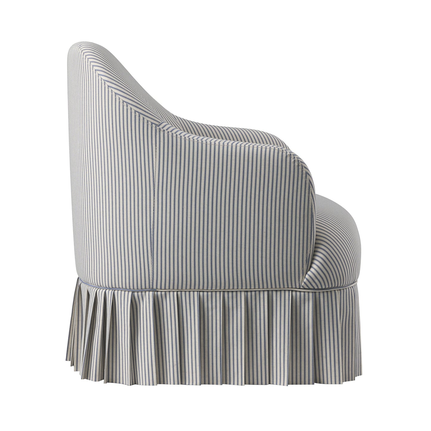 Fauteuil à jupe Calliope, rayé bleu