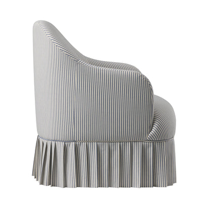 Fauteuil à jupe Calliope, rayé bleu