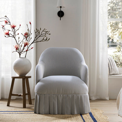 Fauteuil à jupe Calliope, rayé bleu