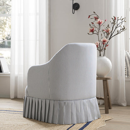 Fauteuil à jupe Calliope, rayé bleu