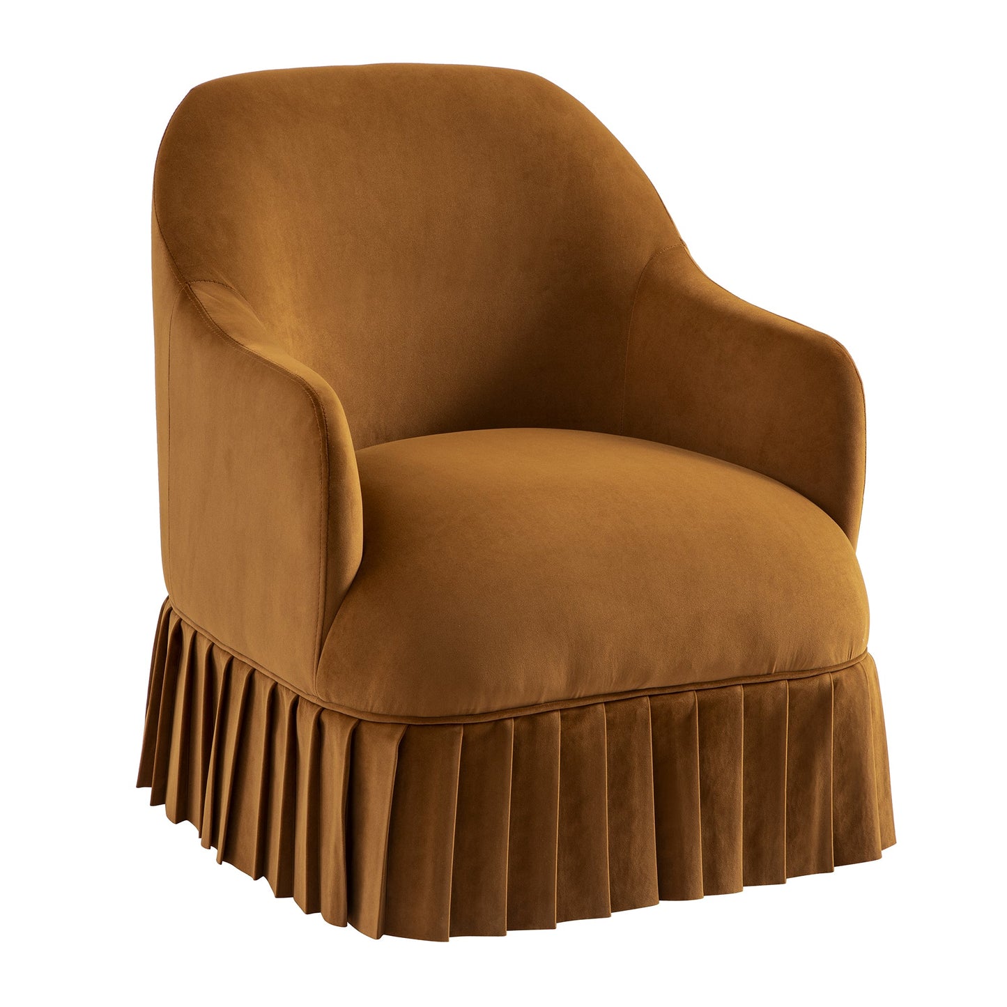 Fauteuil à jupe Calliope, velours cannelle