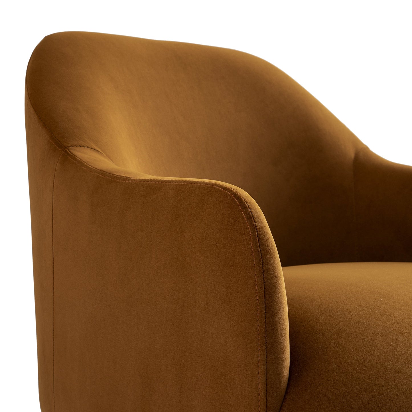 Fauteuil à jupe Calliope, velours cannelle