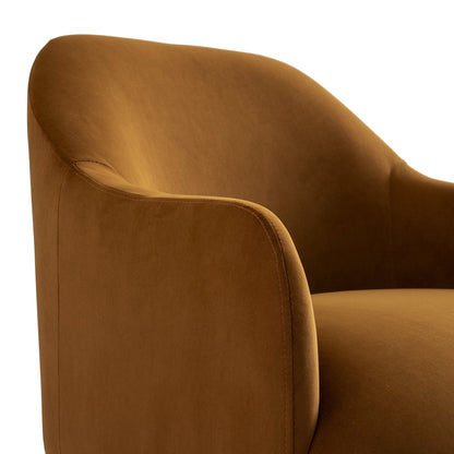 Fauteuil à jupe Calliope, velours cannelle