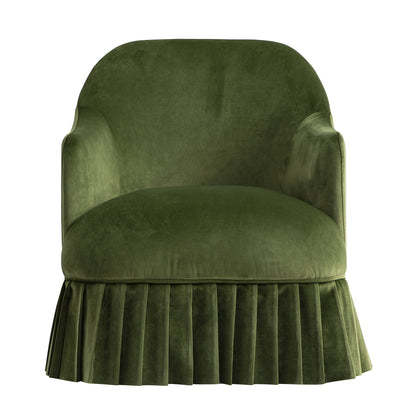 Fauteuil à jupe Calliope, velours vert fougère