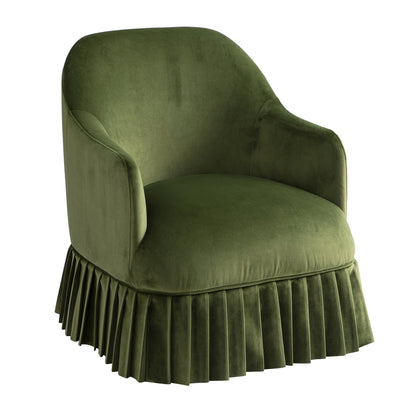 Fauteuil à jupe Calliope, velours vert fougère