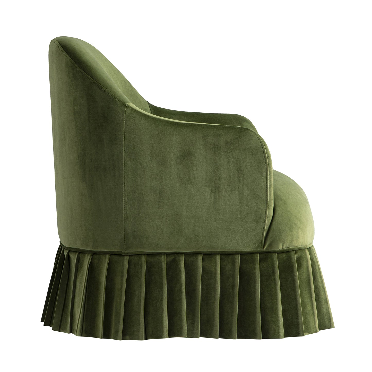 Fauteuil à jupe Calliope, velours vert fougère