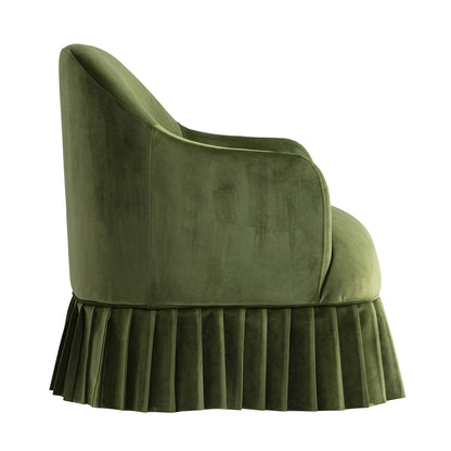 Fauteuil à jupe Calliope, velours vert fougère
