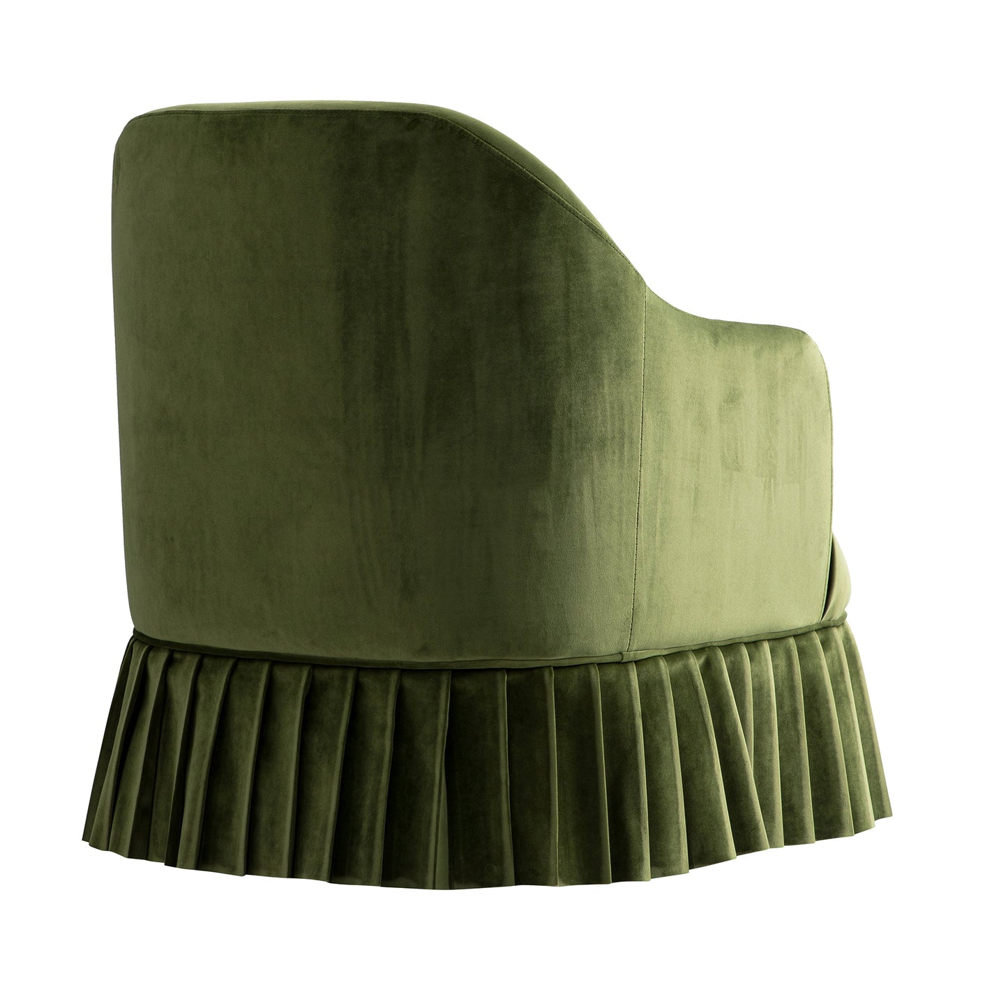Fauteuil à jupe Calliope, velours vert fougère