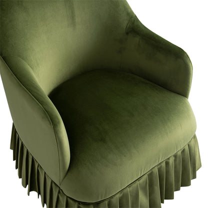 Fauteuil à jupe Calliope, velours vert fougère