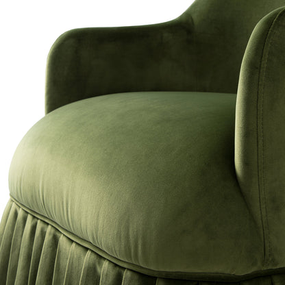 Fauteuil à jupe Calliope, velours vert fougère