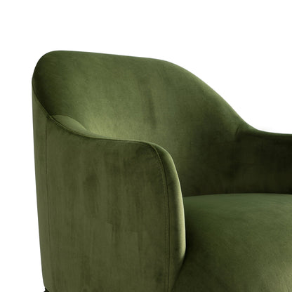 Fauteuil à jupe Calliope, velours vert fougère