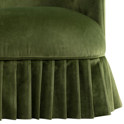 Fauteuil à jupe Calliope, velours vert fougère