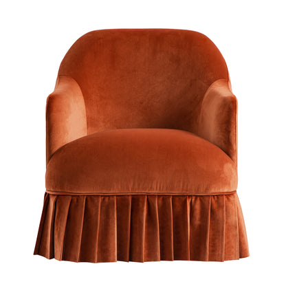 Fauteuil à jupe Calliope, velours rouille