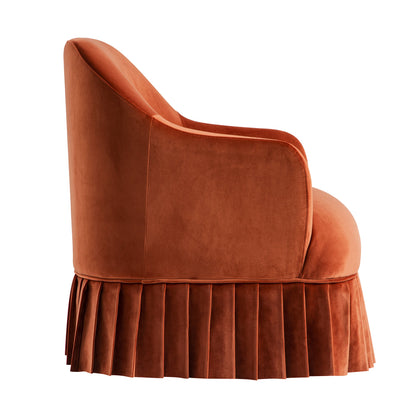 Fauteuil à jupe Calliope, velours rouille