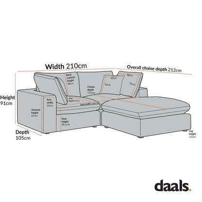 Canapé modulaire Lutyens Boucle Taupe, méridienne 2 pièces