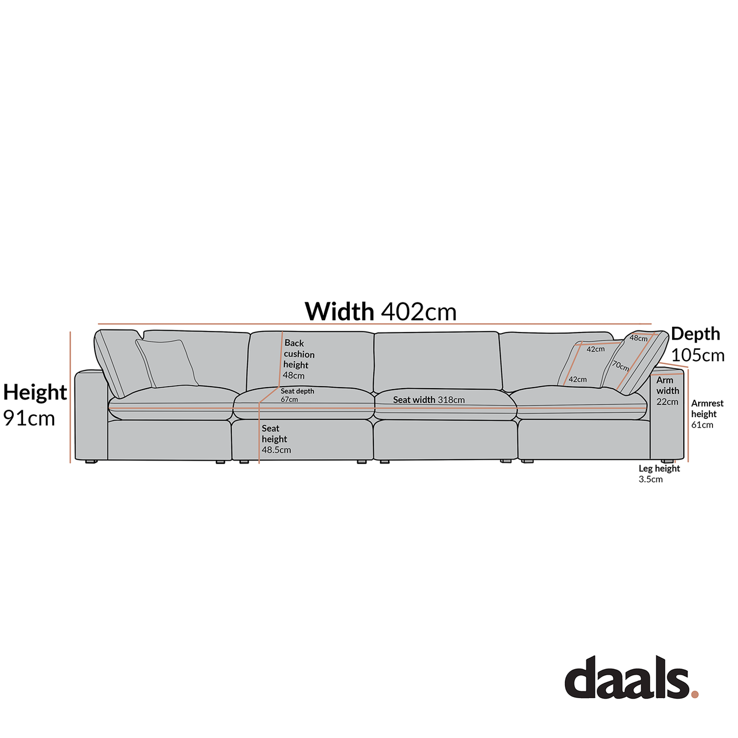Canapé modulaire en tissu tissé avoine Lutyens, 4 pièces
