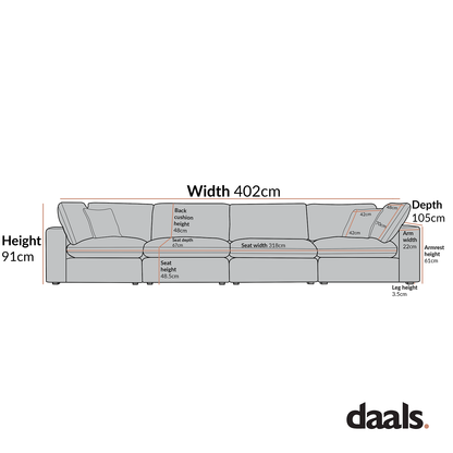 Canapé modulaire en tissu tissé avoine Lutyens, 4 pièces
