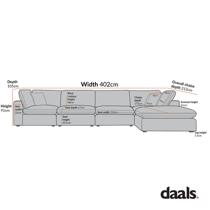 Canapé modulaire Lutyens Boucle Taupe, méridienne 4 pièces