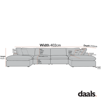 Canapé modulaire Lutyens en lin mélangé beige, ensemble de 6 pièces en forme de U