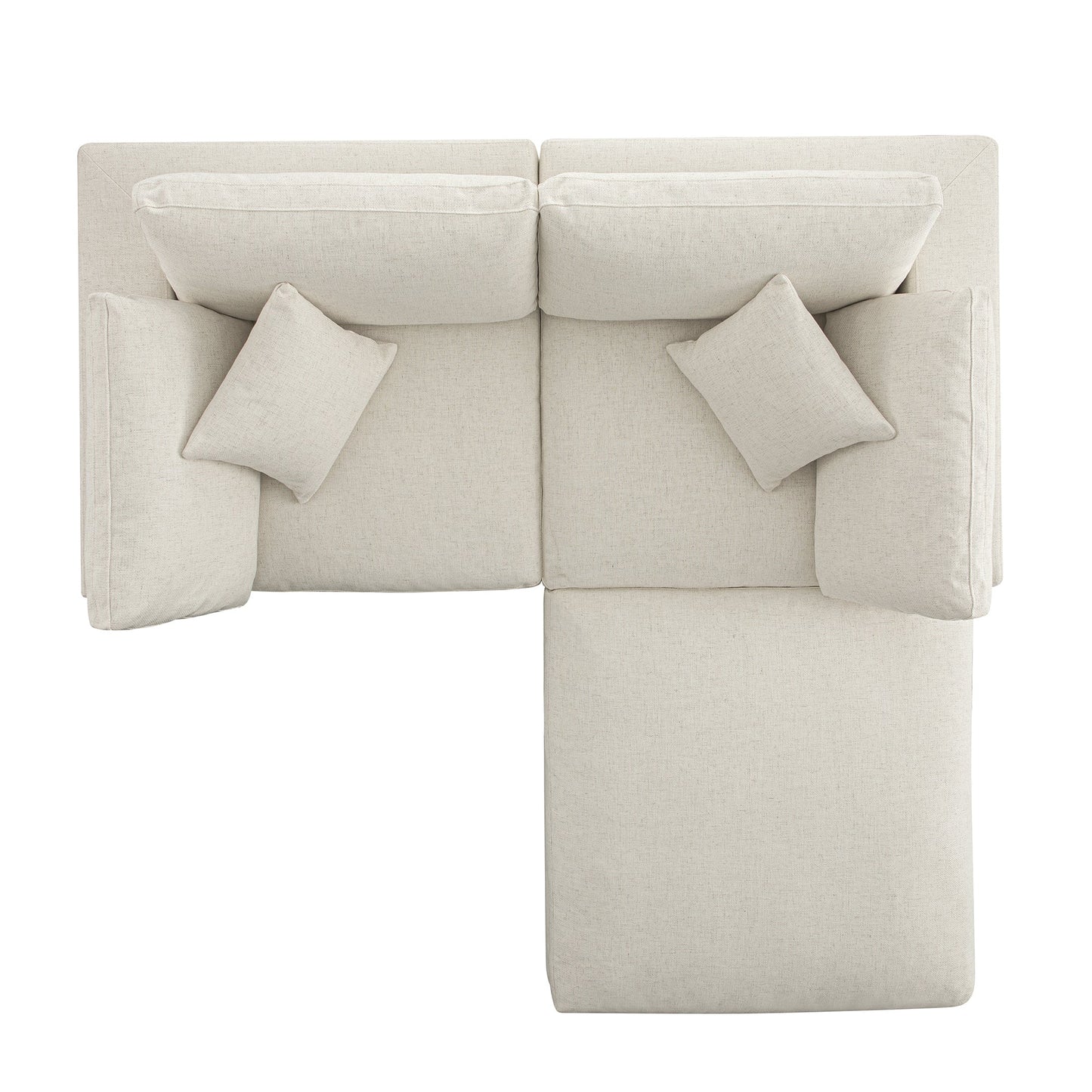 Canapé modulaire Lutyens en mélange de lin beige, méridienne 2 pièces