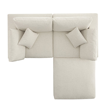 Canapé modulaire Lutyens en mélange de lin beige, méridienne 2 pièces