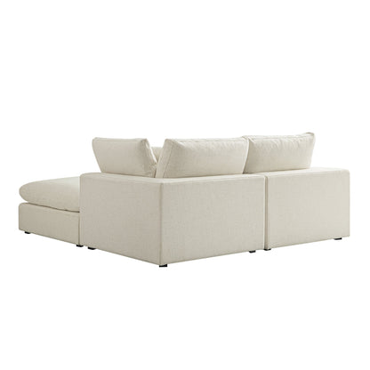 Canapé modulaire Lutyens en mélange de lin beige, méridienne 2 pièces