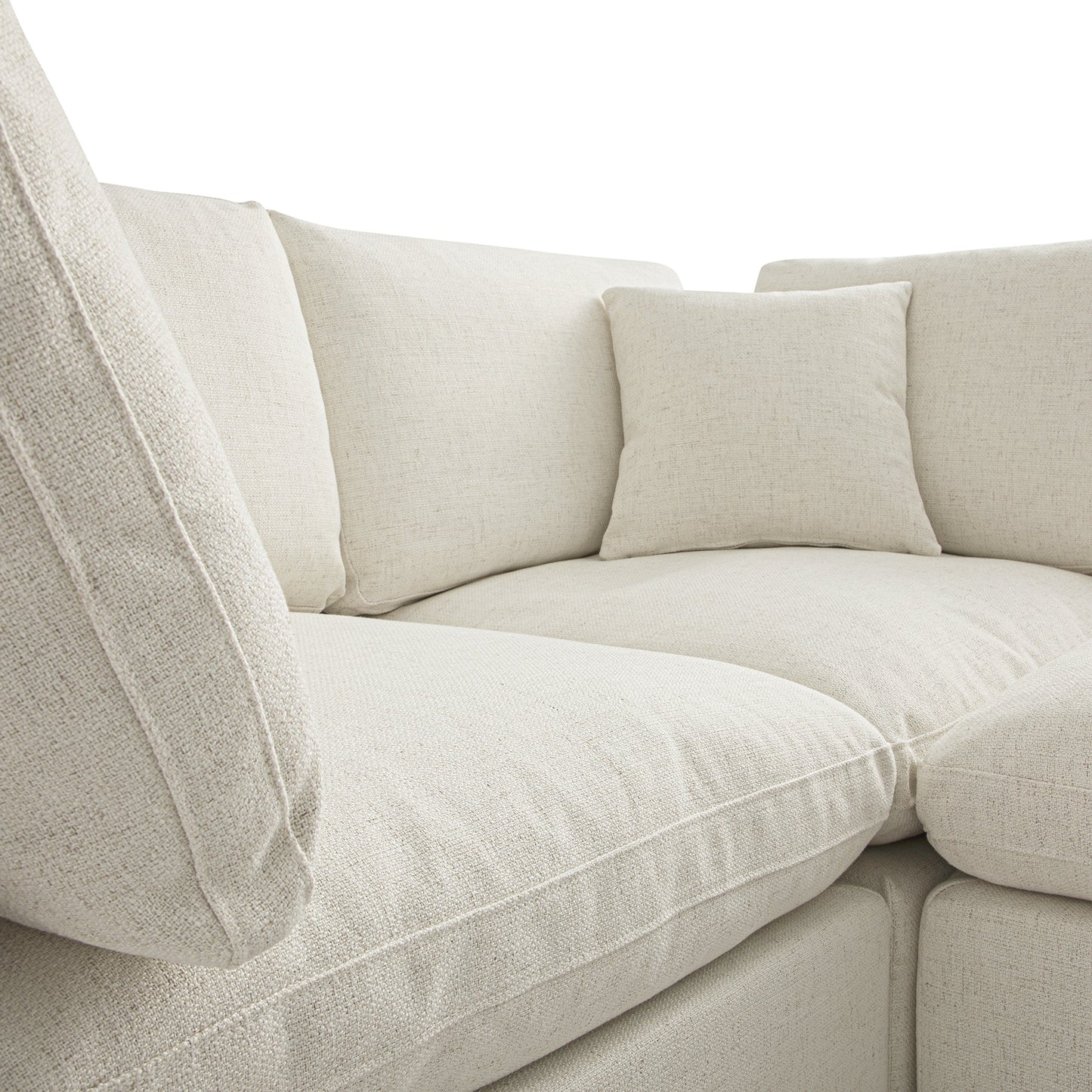 Canapé modulaire Lutyens en mélange de lin beige, méridienne 2 pièces