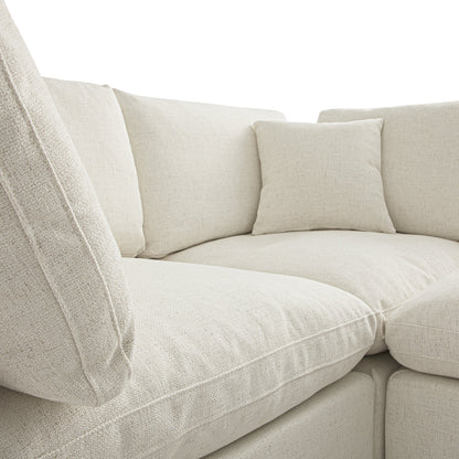 Canapé modulaire Lutyens en mélange de lin beige, méridienne 2 pièces