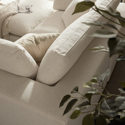 Canapé modulaire Lutyens en mélange de lin beige, méridienne 2 pièces