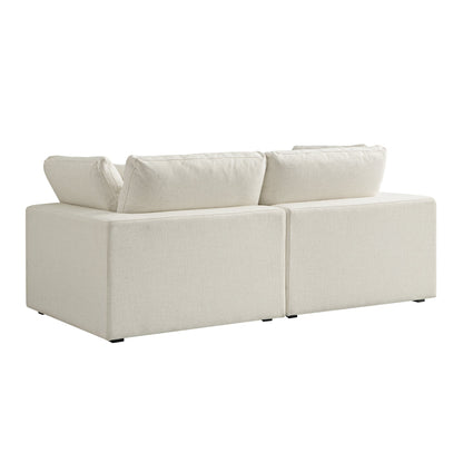 Canapé modulaire Lutyens en lin mélangé beige, 2 pièces