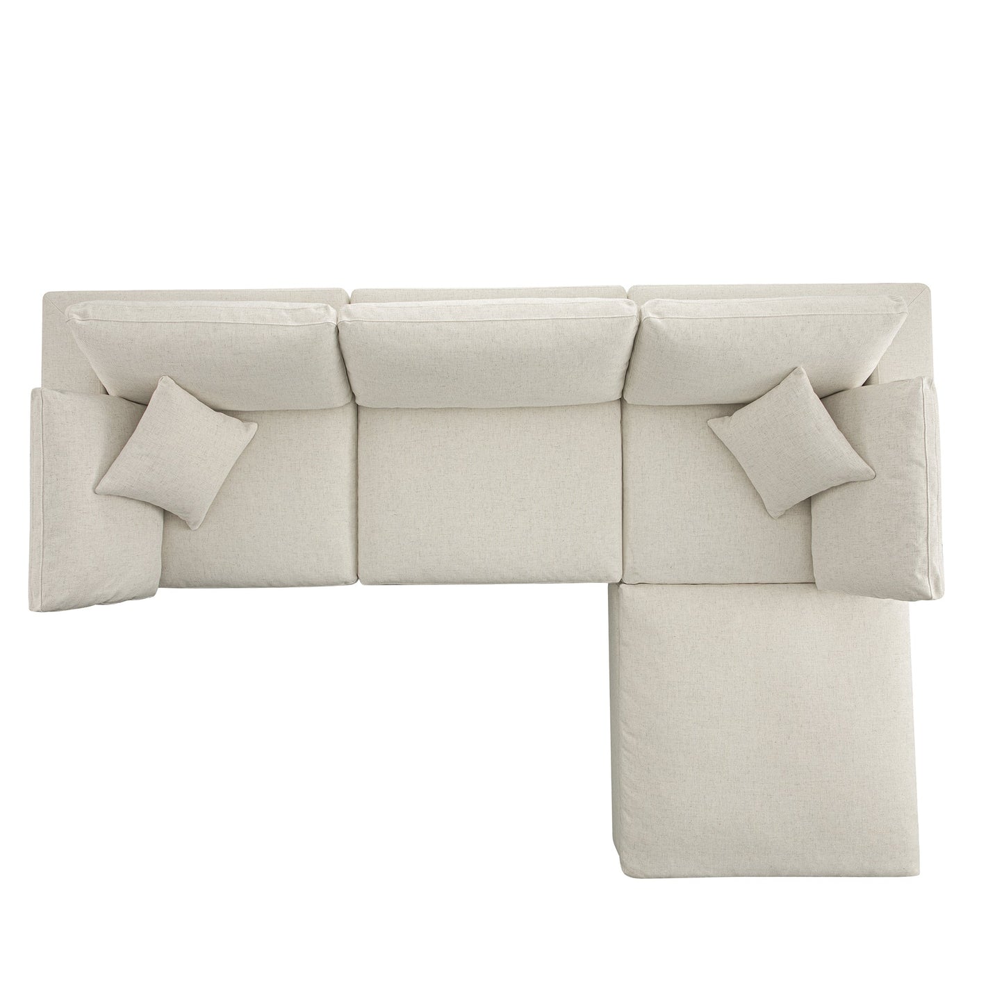 Canapé modulaire Lutyens en mélange de lin beige, méridienne 3 pièces