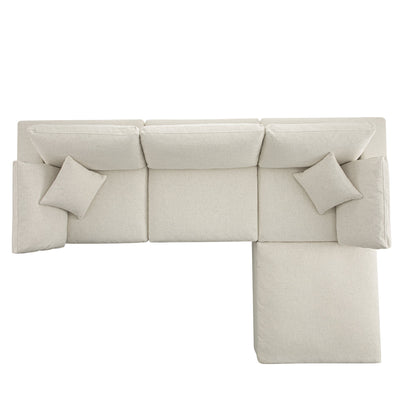 Canapé modulaire Lutyens en mélange de lin beige, méridienne 3 pièces