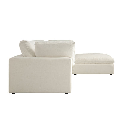 Canapé modulaire Lutyens en mélange de lin beige, méridienne 3 pièces