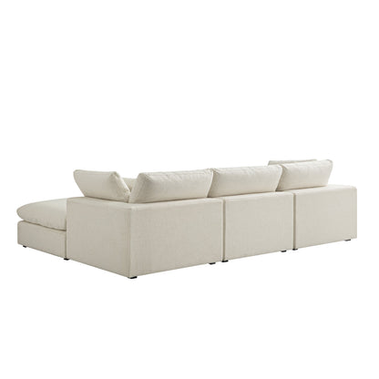 Canapé modulaire Lutyens en mélange de lin beige, méridienne 3 pièces