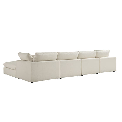 Canapé modulaire Lutyens en mélange de lin beige, méridienne 4 pièces