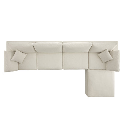 Canapé modulaire Lutyens en mélange de lin beige, méridienne 4 pièces