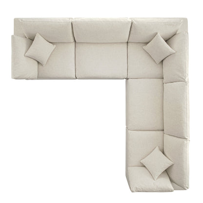 Canapé d'angle modulaire Lutyens en lin mélangé beige, ensemble de 5 pièces