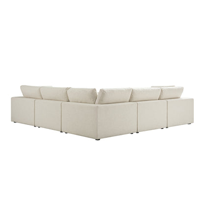 Canapé d'angle modulaire Lutyens en lin mélangé beige, ensemble de 5 pièces
