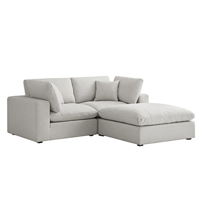 Canapé modulaire Lutyens en lin mélangé gris clair, méridienne 2 pièces