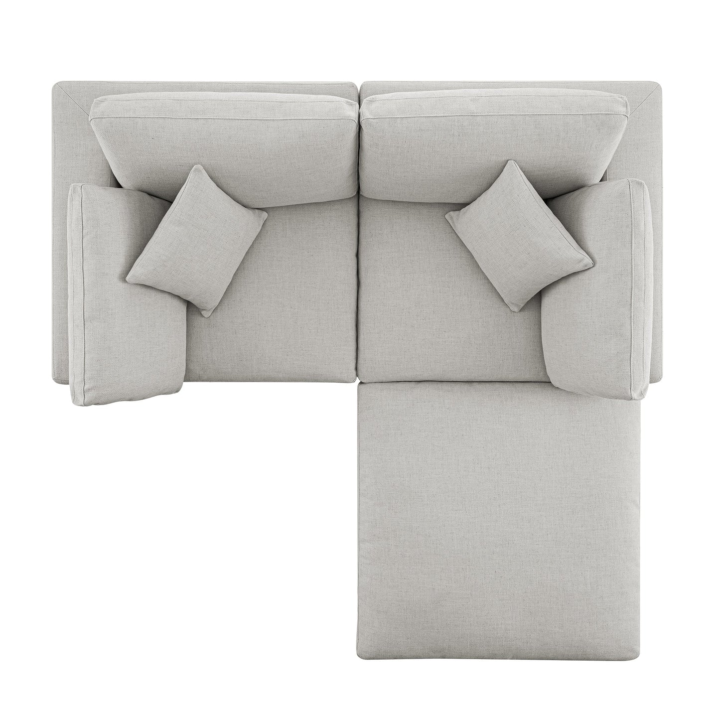 Canapé modulaire Lutyens en lin mélangé gris clair, méridienne 2 pièces